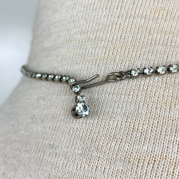 Vintage 40s Prong Set Rhinestone Demi Parure 3 Pc Necklace & Brooch Set - Picture 14 of 14